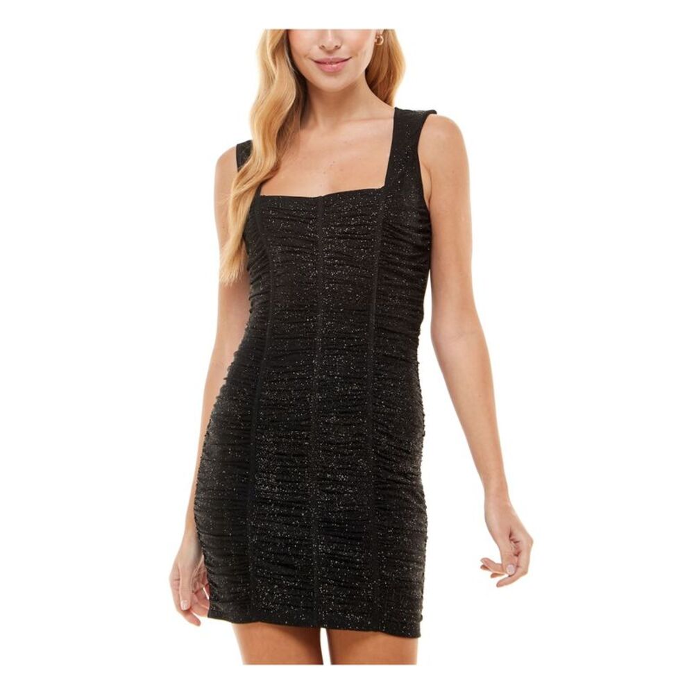 CRYSTAL DOLLS Womens Mini Dress Black Sleeveless Mesh Lined Pullover Juniors L
